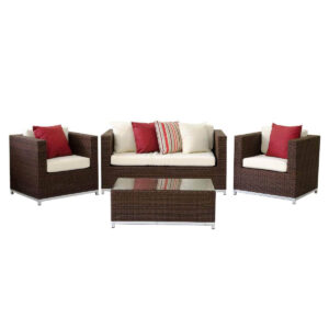 Conjunto de Sofá Berlim composto por um sofá de 2 ou 3 lugares, 2 poltronas e mesa de centro.